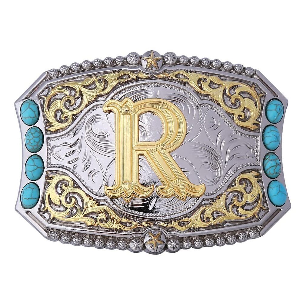 8242 Western Belt Buckle Cowboy Rodeo Initial Letters ABCDEFG to Z